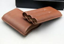 Cigar Case Brown Leather 3 Slot