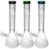 15" Etched Beaker Glass Water Pipe