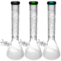 15" Etched Beaker Glass Water Pipe
