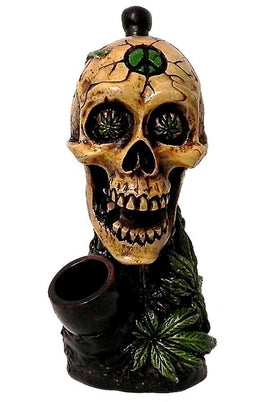 Hand Pipe - Hand Crafted Medium Leaf Skull