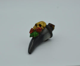 Hand Pipe - Hand Crafted Horn Rose Skull