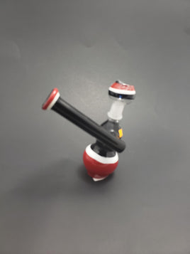 Water Pipe - Glass Rig - Red White Black