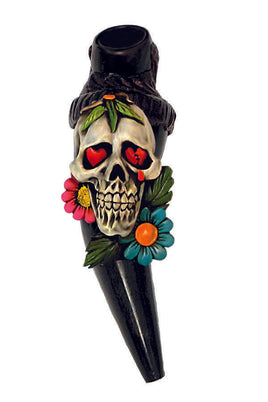 Hand Pipe - Hand Crafted Horn Candy Skull