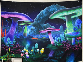 Tapestry Psychedelic Mushroom Galaxy 59x78