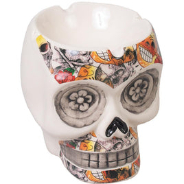 Ashtray  Floral Eyes Skull Ceramic