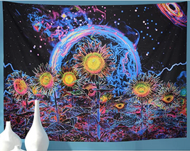 Psychedelic Sunflower Tapestry Trippy Planet Tapestry 59x78