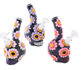 6″ Mini Skull Flower Water Pipe