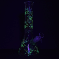 Turn On Your Hemp Lights Glow Glass Beaker Water Pipe 9.75"