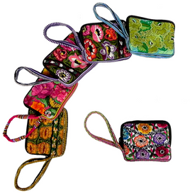 Embroidered Wristlet Purse Bag