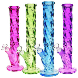 Slick Spiral Straight Tube Glass Water Pipe 13.5"