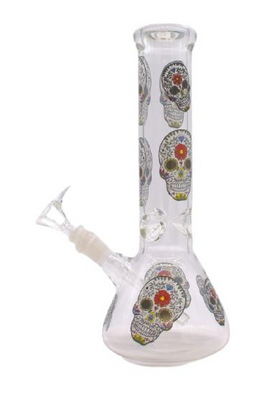 Water Pipe - Glass 12" Graphic Beaker