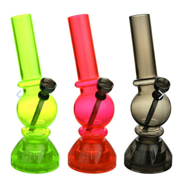 Angled Mini Acrylic Water Pipe w/ Grinder Base 6.5"