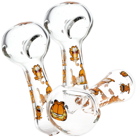 Stoned Orange Cat Glass Spoon Pipe 4.5"