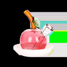Astounding Apple on Dish Glass Cone Bubbler 3.25"