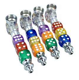 4" Transparent Dice Metal Hand Pipe