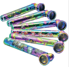 Metal Pipe with Skull & Leaf Design Rainbow