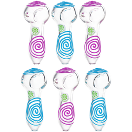 SeshGear Glowing Squiggles Glass Spoon Pipe 4"