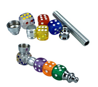 4" Transparent Dice Metal Hand Pipe