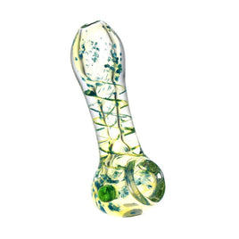 *Silver Fumed Corkscrew Pattern Clear Glass Spoon Pipe 3.5"