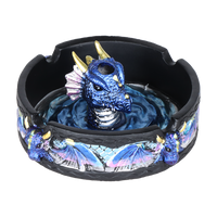 Dragon Polyresin Round Ashtray with Snuffer 4"