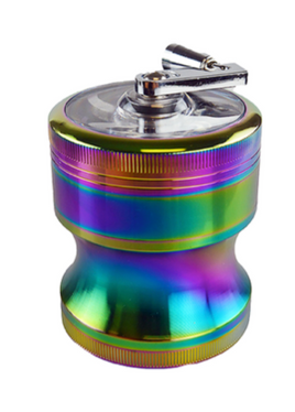 Smokezilla 2.5" 4pc Metal Grinder w/ Crank Rainbow