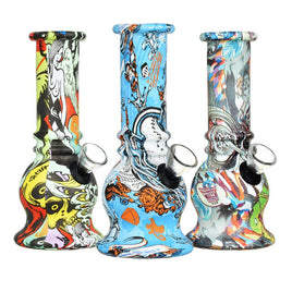 Mini Bell Printed Design Glass Water Pipe 5.75"