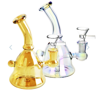 Handbell Iridescent Glass Water Pipe 6.5