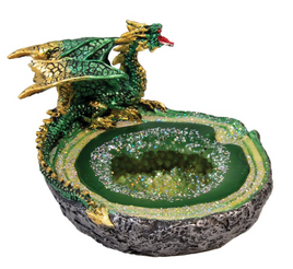 Ashtray Green Glittering Dragon