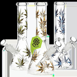 SeshGear Turn On Your Hemp Lights Glow Glass Beaker Water Pipe | 9.75"