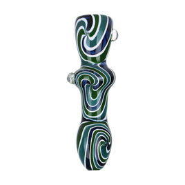 Hypnotist Triplets Wig Wag Swirls Glass Chillum 4"