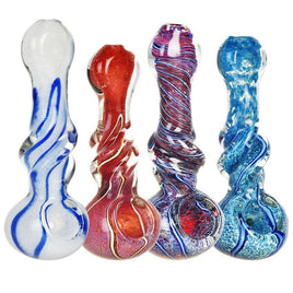 *Mid-Twist Swirl Frit Glass Spoon Pipe 4.5"