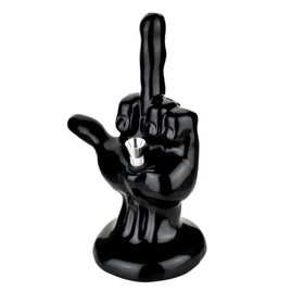 One Fingered Salute Ceramic Water Pipe | 8.5" | Black