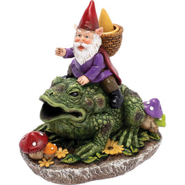 Gnome Riding Toad Backflow Burner