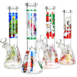 Santa Claus Themed Glass Water Pipe 10"