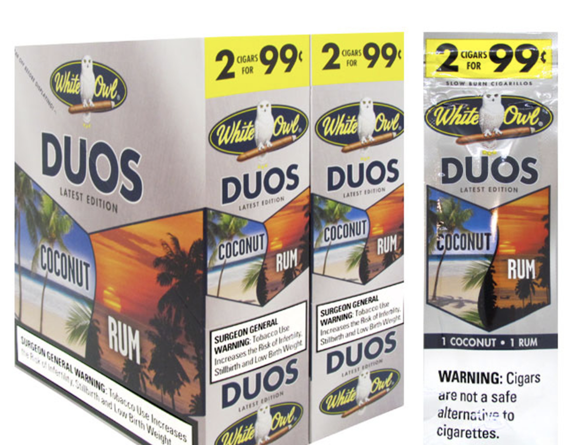 tobacco white rum White Owl Duos Coconut/Rum| Bucks Tobaccoria Inc