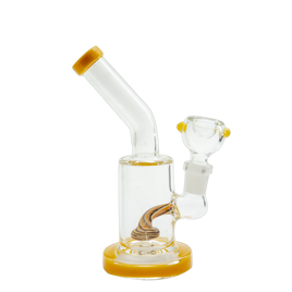 6" Waterpipe w/ worked showerhead perc, colored base and mouth