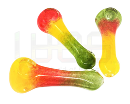 Glass Hand Pipe - 5" Rasta Flat Mouth