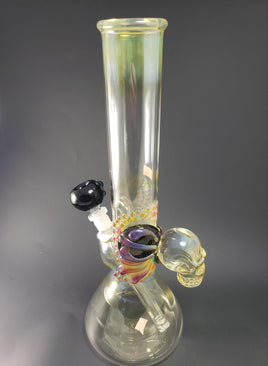 Water Pipe - Fumed Skull with Amber Purple Accents