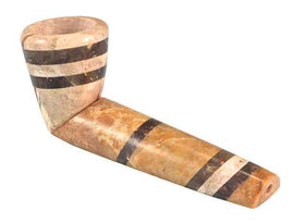 Tri-Tone Striped Cone Marbled Stone Hand Pipe 3.5"