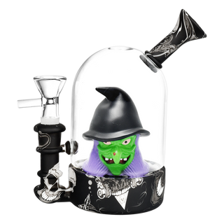Spooky Witch Bell Jar Silicone & Glass Water Pipe 5.5