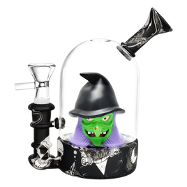Spooky Witch Bell Jar Silicone & Glass Water Pipe 5.5"