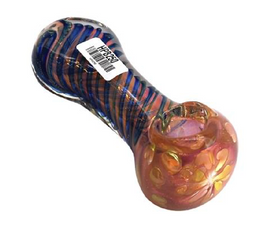 Glass Hand Pipe - 5" Inside Swirl Design with Gold Fuming