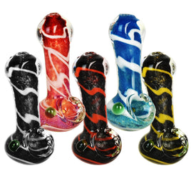 Hand Pipe Colorful Worked Striped 3"