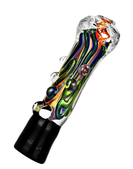 Glass Chillum Hand Pipe Iridescent Royal