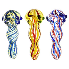 Hand Pipe Underwater Rope Twist Fumed Glass 4"