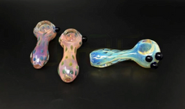 Hand Pipe 3" Heavy Gold Fumed Spotted