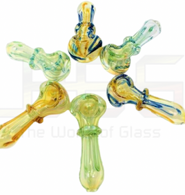 Hand Pipe 3" Fumed Latticino Ring