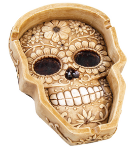 Ashtray  6.5" Sugar Skull Polystone