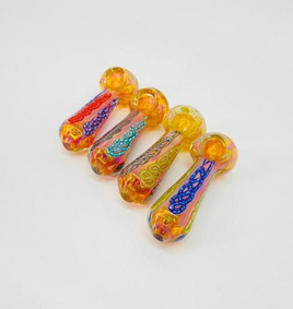 Hand Pipe - Glass 4.5" Heavy Gold Fumed Two Tone