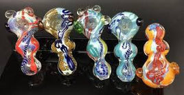 Hand Pipe 3" Fumed Latticino Color Thread